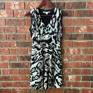 Diane von Furstenberg Animal Print Wool Silk Sleeveless Dress